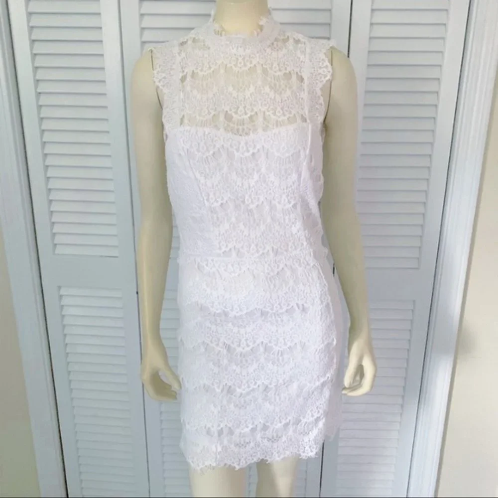 Free People Daydream White Lace Slip Mini Dress Medium